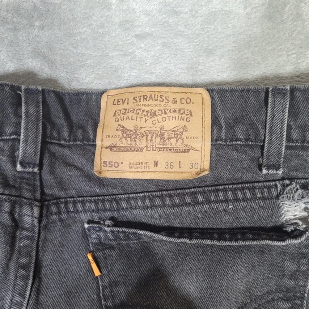 Vtg 90s Levi's 550 Jeans Black Orange Tab Jeans Denim Mens 36x30 (Fits 34x30)